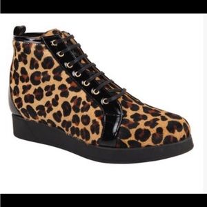 UKLIES Calf Leopard print zip/lace up shoe